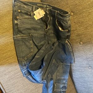 American Eagle Outfitters baggy, straight leg jeans. Size 14 short.